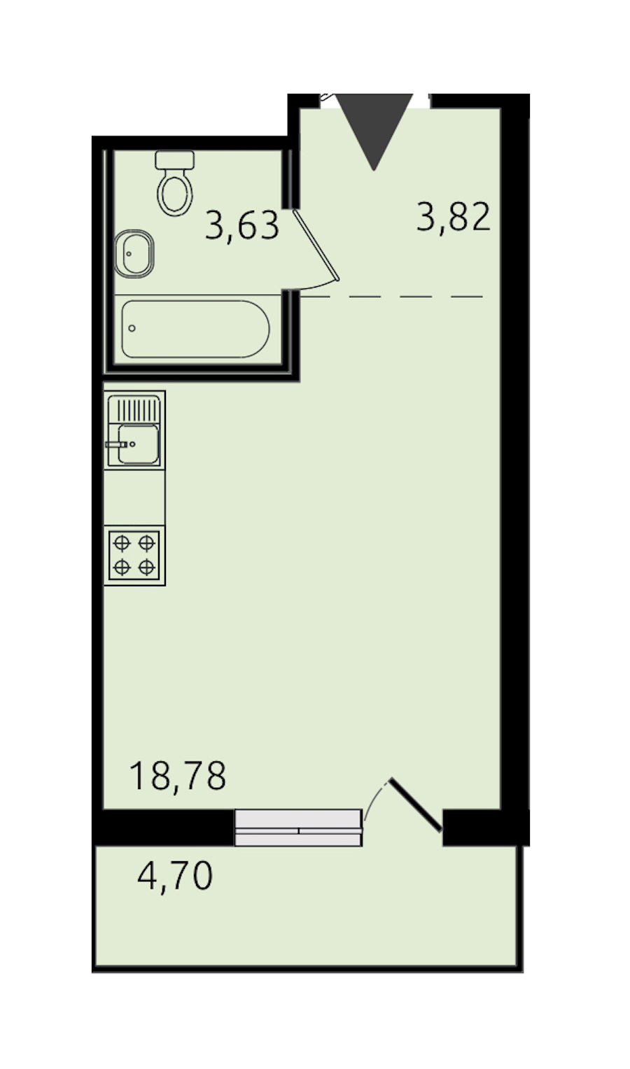 Квартира студия 26.65 м², 8/21 эт., ЖК «Новые горизонты 2»
